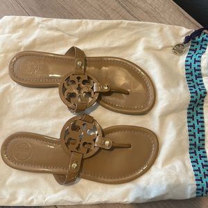 Tory Burch Miller patent leather sandals, with dust bag